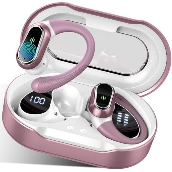 Pink wireless earbuds